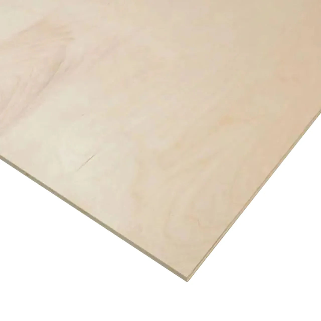 A close-up of the 1/2 in. x 4 ft. x 8 ft. PureBond Birch Plywood by Go Build, The Fastest Way To Build—featuring a smooth, light-colored surface and visible wood grain, ideal as underlayment for composite deck or low-maintenance decking projects.